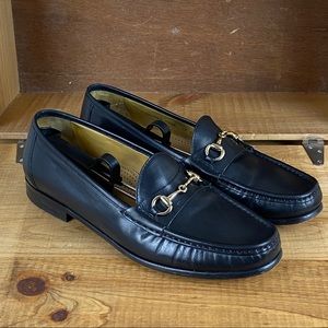 Cole Haan Black Leather Gold link Horsebit loafers